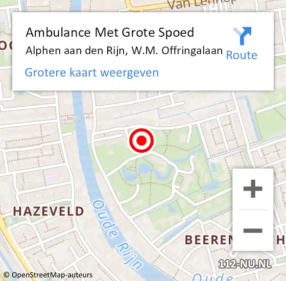 Locatie op kaart van de 112 melding: Ambulance Met Grote Spoed Naar Alphen aan den Rijn, W.M. Offringalaan op 17 maart 2023 23:48