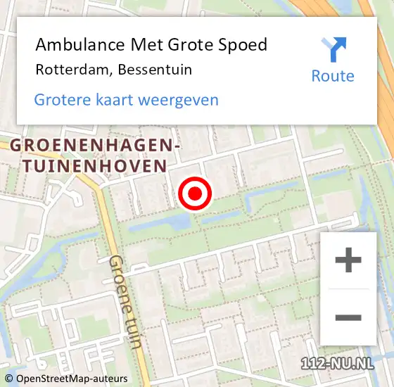 Locatie op kaart van de 112 melding: Ambulance Met Grote Spoed Naar Rotterdam, Bessentuin op 17 maart 2023 23:48