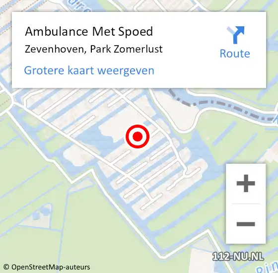 Locatie op kaart van de 112 melding: Ambulance Met Spoed Naar Zevenhoven, Park Zomerlust op 18 maart 2023 00:23