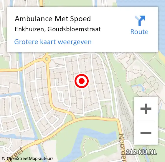 Locatie op kaart van de 112 melding: Ambulance Met Spoed Naar Enkhuizen, Goudsbloemstraat op 18 maart 2023 00:27