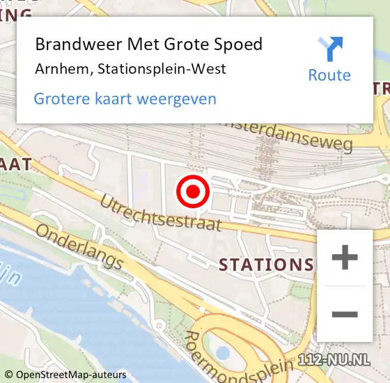 Locatie op kaart van de 112 melding: Brandweer Met Grote Spoed Naar Arnhem, Stationsplein-West op 18 maart 2023 00:27