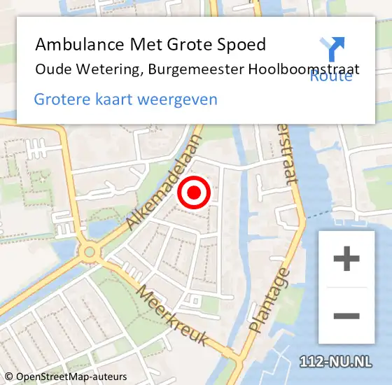 Locatie op kaart van de 112 melding: Ambulance Met Grote Spoed Naar Oude Wetering, Burgemeester Hoolboomstraat op 18 maart 2023 00:34