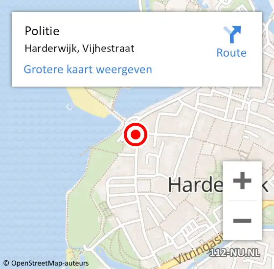 Locatie op kaart van de 112 melding: Politie Harderwijk, Vijhestraat op 18 maart 2023 02:24