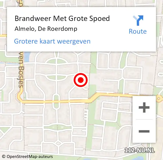 Locatie op kaart van de 112 melding: Brandweer Met Grote Spoed Naar Almelo, De Roerdomp op 18 maart 2023 02:24