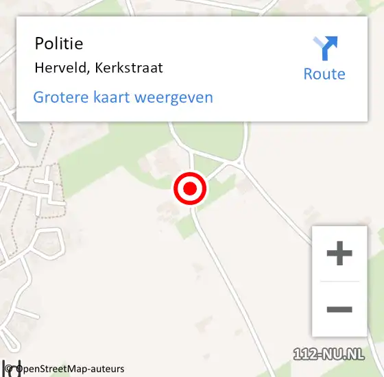 Locatie op kaart van de 112 melding: Politie Herveld, Kerkstraat op 18 maart 2023 02:56