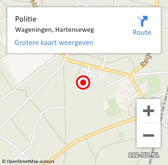 Locatie op kaart van de 112 melding: Politie Wageningen, Hartenseweg op 18 maart 2023 05:02