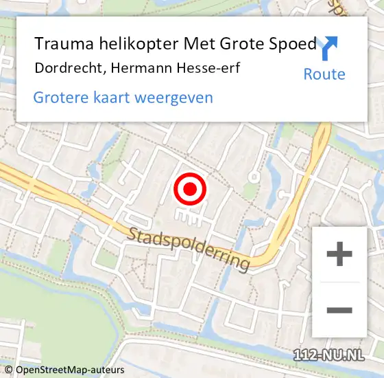 Locatie op kaart van de 112 melding: Trauma helikopter Met Grote Spoed Naar Dordrecht, Hermann Hesse-erf op 18 maart 2023 05:37