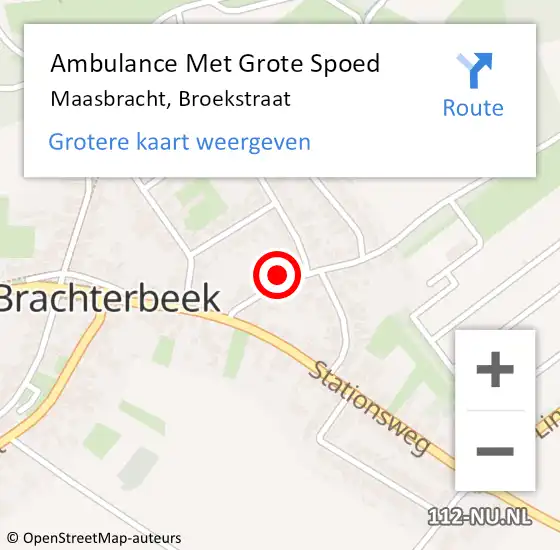 Locatie op kaart van de 112 melding: Ambulance Met Grote Spoed Naar Maasbracht, Broekstraat op 18 maart 2023 06:20