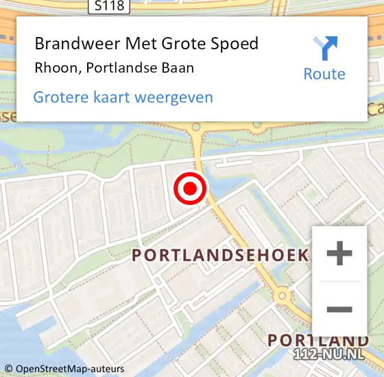 Locatie op kaart van de 112 melding: Brandweer Met Grote Spoed Naar Rhoon, Portlandse Baan op 18 maart 2023 06:23