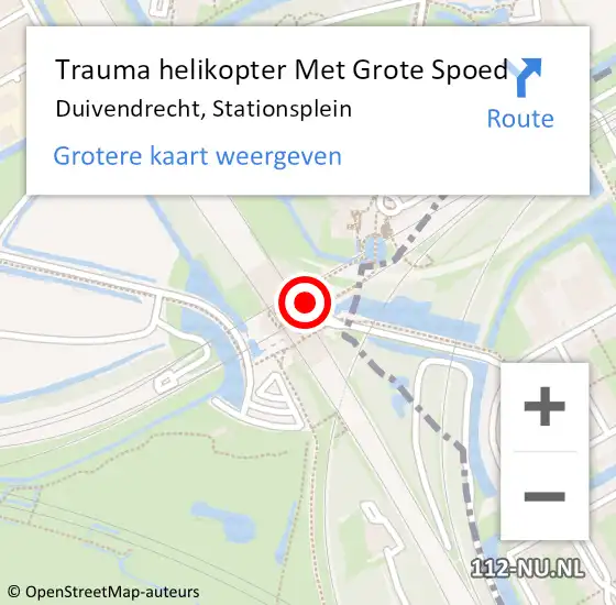 Locatie op kaart van de 112 melding: Trauma helikopter Met Grote Spoed Naar Duivendrecht, Stationsplein op 18 maart 2023 06:57