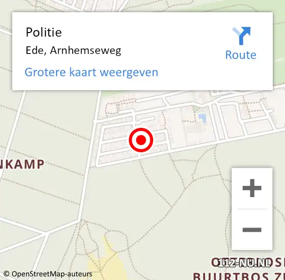 Locatie op kaart van de 112 melding: Politie Ede, Arnhemseweg op 18 maart 2023 08:37