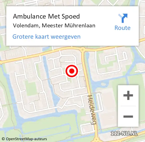 Locatie op kaart van de 112 melding: Ambulance Met Spoed Naar Volendam, Meester Mührenlaan op 18 maart 2023 08:37