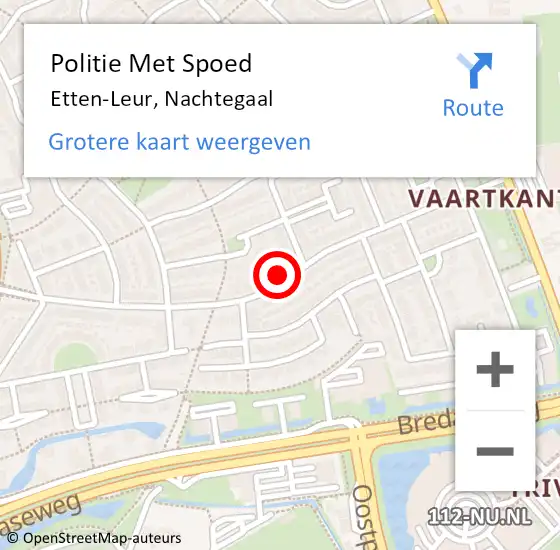 Locatie op kaart van de 112 melding: Politie Met Spoed Naar Etten-Leur, Nachtegaal op 18 maart 2023 08:38