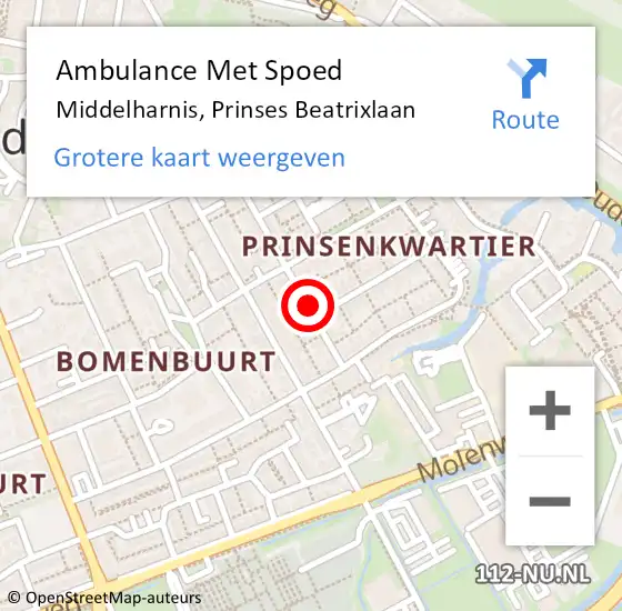 Locatie op kaart van de 112 melding: Ambulance Met Spoed Naar Middelharnis, Prinses Beatrixlaan op 18 maart 2023 08:46