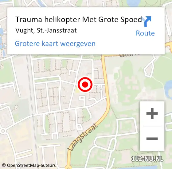 Locatie op kaart van de 112 melding: Trauma helikopter Met Grote Spoed Naar Vught, St.-Jansstraat op 18 maart 2023 09:09