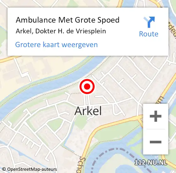 Locatie op kaart van de 112 melding: Ambulance Met Grote Spoed Naar Arkel, Dokter H. de Vriesplein op 18 maart 2023 09:13