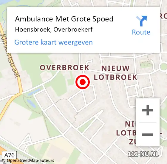 Locatie op kaart van de 112 melding: Ambulance Met Grote Spoed Naar Hoensbroek, Overbroekerf op 19 augustus 2014 11:20