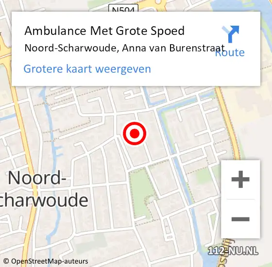 Locatie op kaart van de 112 melding: Ambulance Met Grote Spoed Naar Noord-Scharwoude, Anna van Burenstraat op 18 maart 2023 10:05