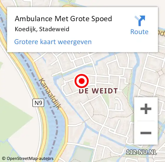 Locatie op kaart van de 112 melding: Ambulance Met Grote Spoed Naar Koedijk, Stadeweid op 18 maart 2023 10:08