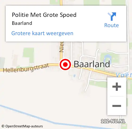 Locatie op kaart van de 112 melding: Politie Met Grote Spoed Naar Baarland op 18 maart 2023 10:10