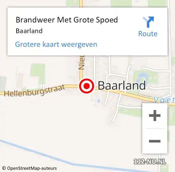 Locatie op kaart van de 112 melding: Brandweer Met Grote Spoed Naar Baarland op 18 maart 2023 10:11