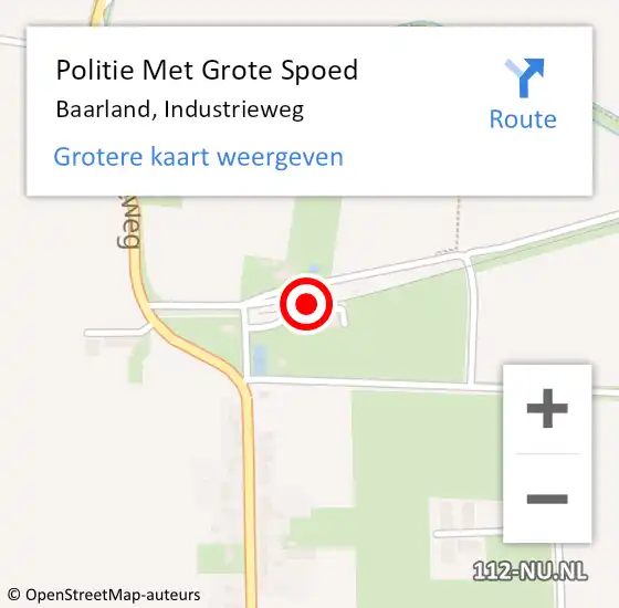 Locatie op kaart van de 112 melding: Politie Met Grote Spoed Naar Baarland, Industrieweg op 18 maart 2023 10:15