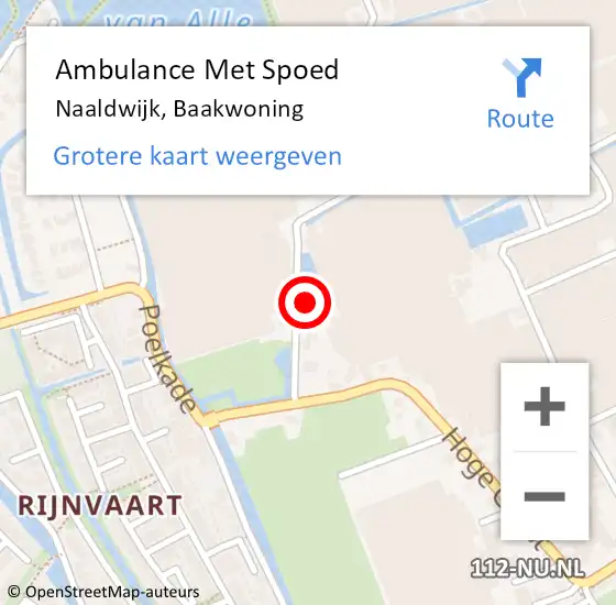 Locatie op kaart van de 112 melding: Ambulance Met Spoed Naar Naaldwijk, Baakwoning op 18 maart 2023 10:24