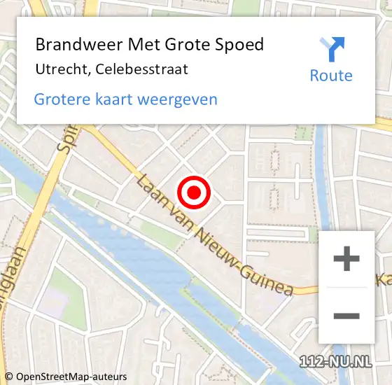 Locatie op kaart van de 112 melding: Brandweer Met Grote Spoed Naar Utrecht, Celebesstraat op 18 maart 2023 10:25