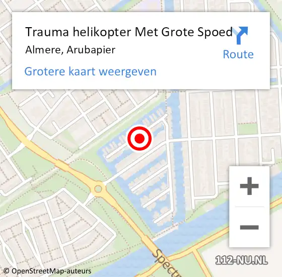 Locatie op kaart van de 112 melding: Trauma helikopter Met Grote Spoed Naar Almere, Arubapier op 18 maart 2023 10:36