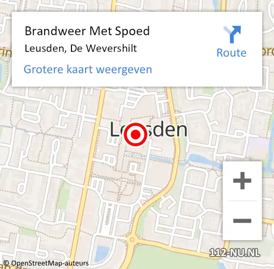 Locatie op kaart van de 112 melding: Brandweer Met Spoed Naar Leusden, De Wevershilt op 18 maart 2023 10:47