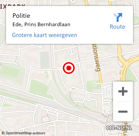 Locatie op kaart van de 112 melding: Politie Ede, Prins Bernhardlaan op 18 maart 2023 10:50