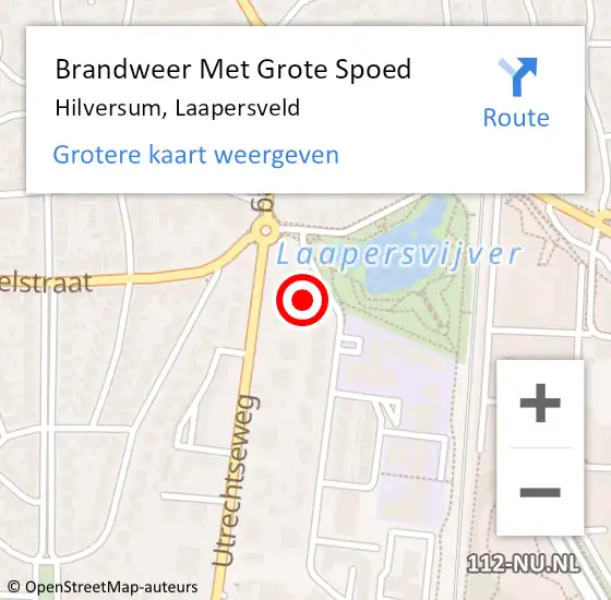 Locatie op kaart van de 112 melding: Brandweer Met Grote Spoed Naar Hilversum, Laapersveld op 18 maart 2023 11:04