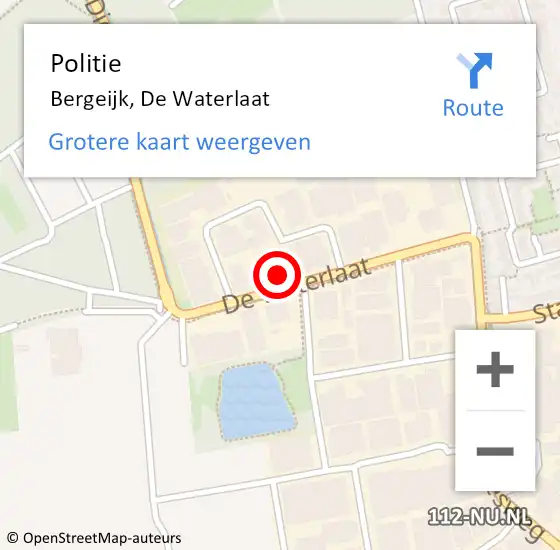 Locatie op kaart van de 112 melding: Politie Bergeijk, De Waterlaat op 18 maart 2023 11:06