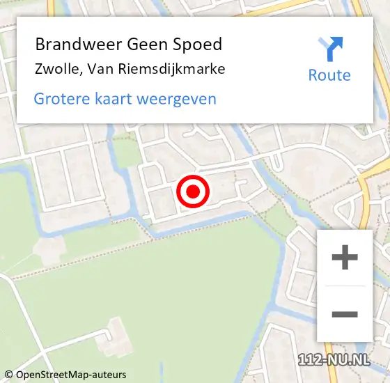 Locatie op kaart van de 112 melding: Brandweer Geen Spoed Naar Zwolle, Van Riemsdijkmarke op 18 maart 2023 11:06