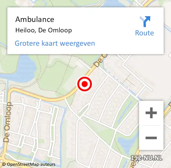 Locatie op kaart van de 112 melding: Ambulance Heiloo, De Omloop op 18 maart 2023 11:09