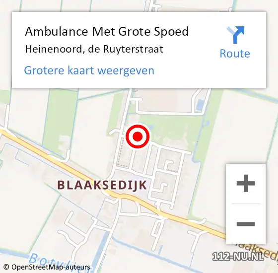 Locatie op kaart van de 112 melding: Ambulance Met Grote Spoed Naar Heinenoord, de Ruyterstraat op 18 maart 2023 11:17