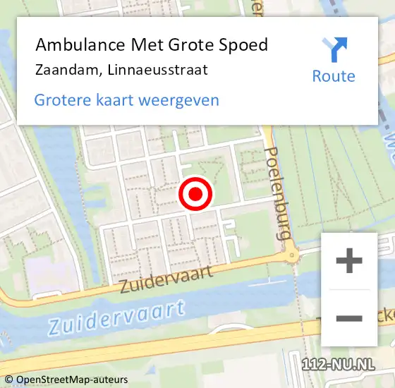 Locatie op kaart van de 112 melding: Ambulance Met Grote Spoed Naar Zaandam, Linnaeusstraat op 18 maart 2023 11:24