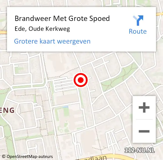 Locatie op kaart van de 112 melding: Brandweer Met Grote Spoed Naar Ede, Oude Kerkweg op 18 maart 2023 11:28