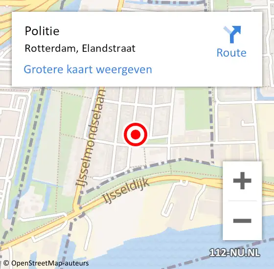 Locatie op kaart van de 112 melding: Politie Rotterdam, Elandstraat op 18 maart 2023 12:29