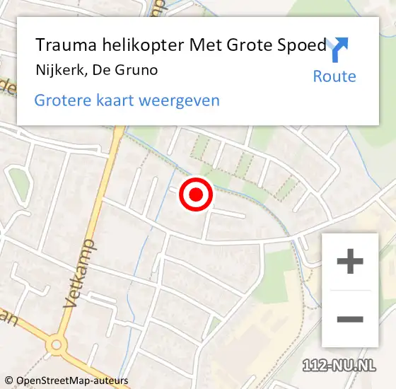 Locatie op kaart van de 112 melding: Trauma helikopter Met Grote Spoed Naar Nijkerk, De Gruno op 18 maart 2023 12:42