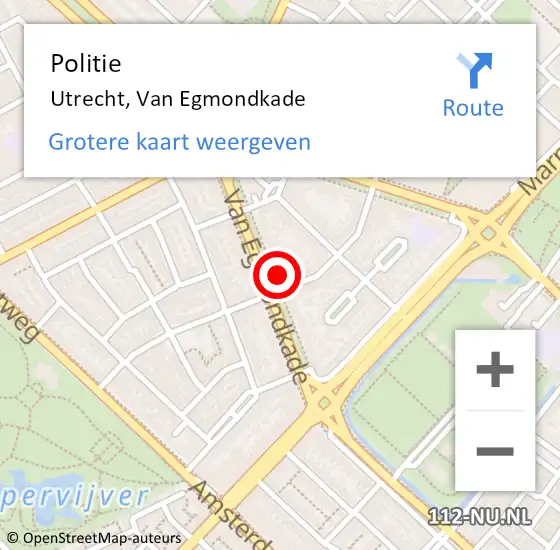 Locatie op kaart van de 112 melding: Politie Utrecht, Van Egmondkade op 18 maart 2023 13:22