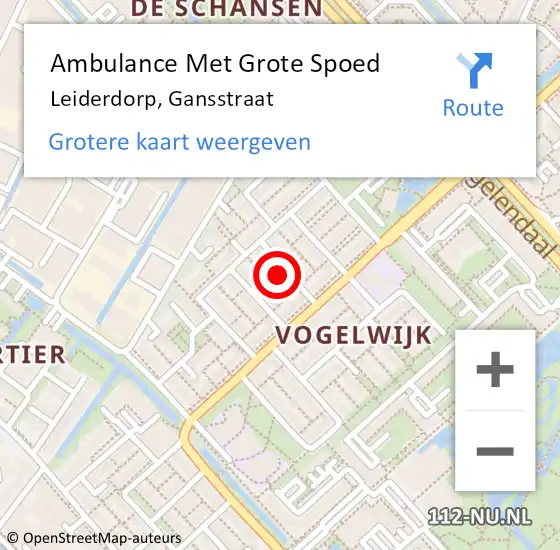 Locatie op kaart van de 112 melding: Ambulance Met Grote Spoed Naar Leiderdorp, Gansstraat op 18 maart 2023 13:42