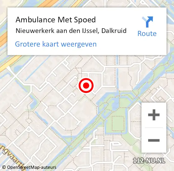 Locatie op kaart van de 112 melding: Ambulance Met Spoed Naar Nieuwerkerk aan den IJssel, Dalkruid op 18 maart 2023 13:48