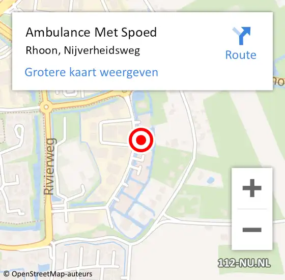 Locatie op kaart van de 112 melding: Ambulance Met Spoed Naar Rhoon, Nijverheidsweg op 18 maart 2023 13:52