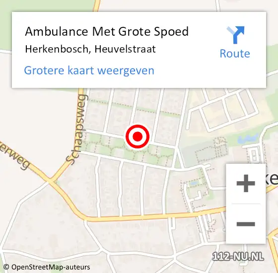 Locatie op kaart van de 112 melding: Ambulance Met Grote Spoed Naar Herkenbosch, Heuvelstraat op 18 maart 2023 14:14