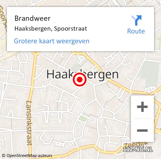 Locatie op kaart van de 112 melding: Brandweer Haaksbergen, Spoorstraat op 18 maart 2023 14:23