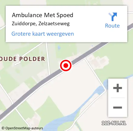 Locatie op kaart van de 112 melding: Ambulance Met Spoed Naar Zuiddorpe, Zelzaetseweg op 19 augustus 2014 11:55