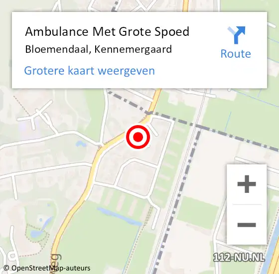 Locatie op kaart van de 112 melding: Ambulance Met Grote Spoed Naar Bloemendaal, Kennemergaard op 18 maart 2023 15:04