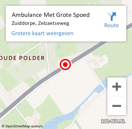 Locatie op kaart van de 112 melding: Ambulance Met Grote Spoed Naar Zuiddorpe, Zelzaetseweg op 19 augustus 2014 11:57