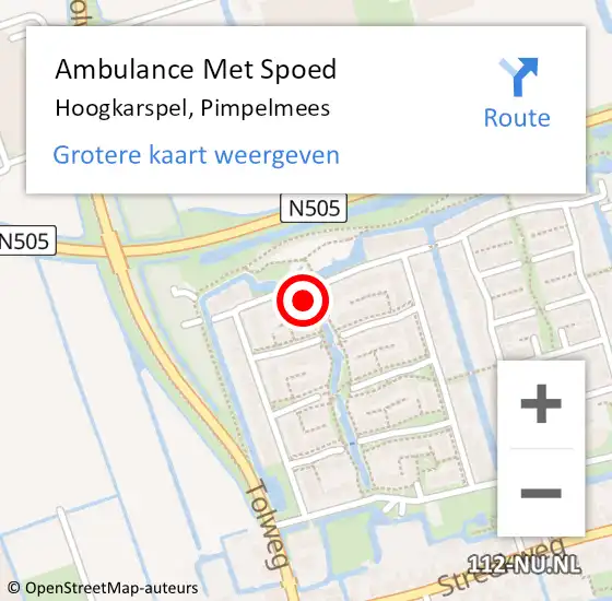 Locatie op kaart van de 112 melding: Ambulance Met Spoed Naar Hoogkarspel, Pimpelmees op 18 maart 2023 15:32